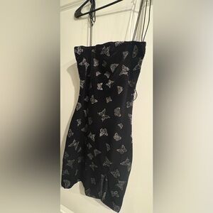 Black  Dress with Beautiful Silver Butterflies